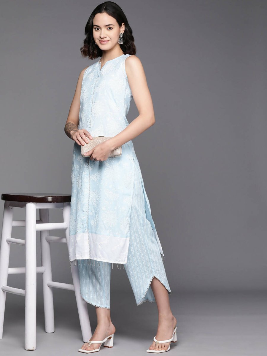 Ahalyaa Women's Traditional Wea Kurta Set - Aqua | Grocsy