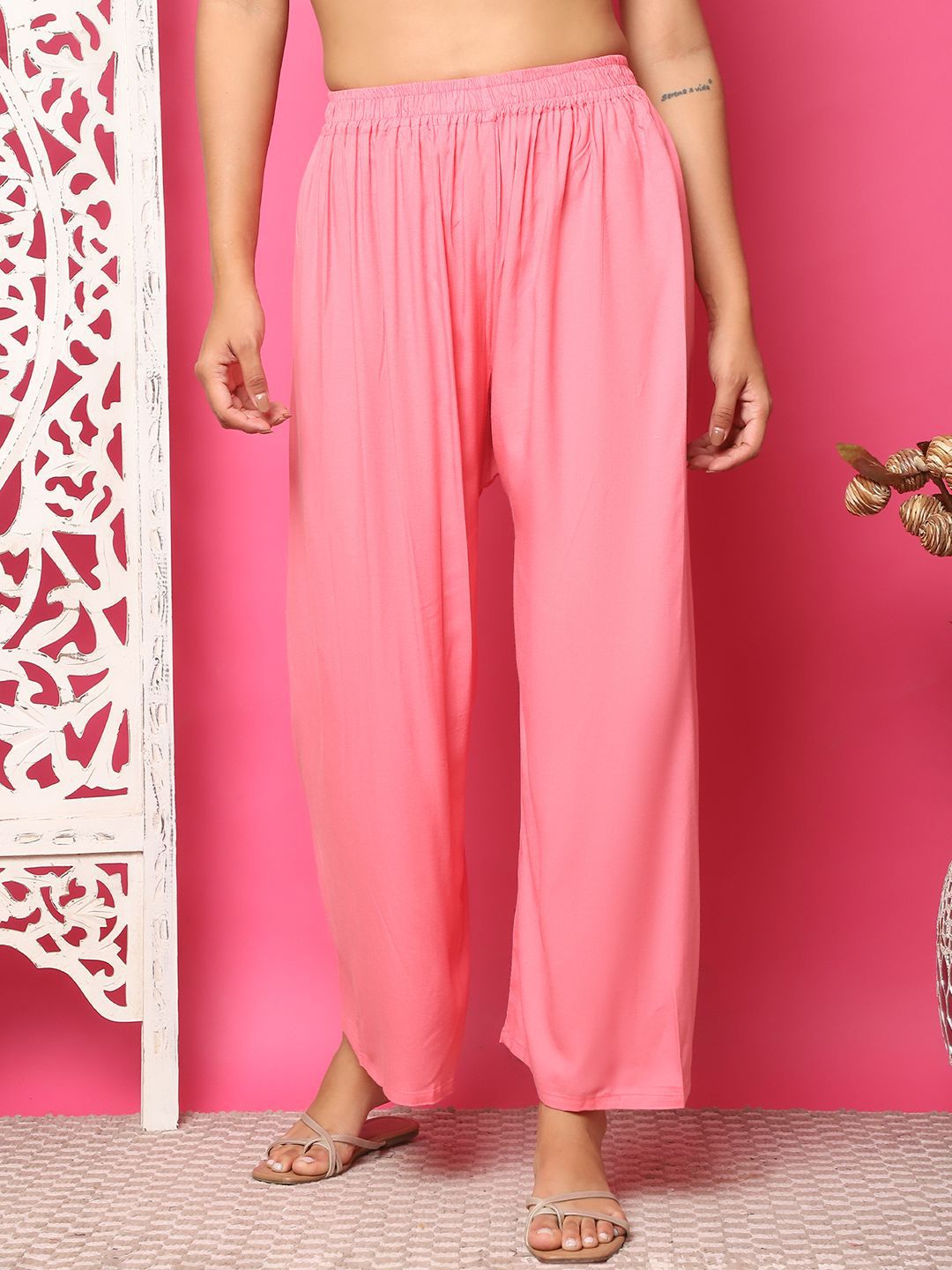 TAG 7 Women Flared Solid Palazzos | Grocsy