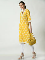 Myshka Women's Yellow Straight Kurta & Trousers | Grocsy