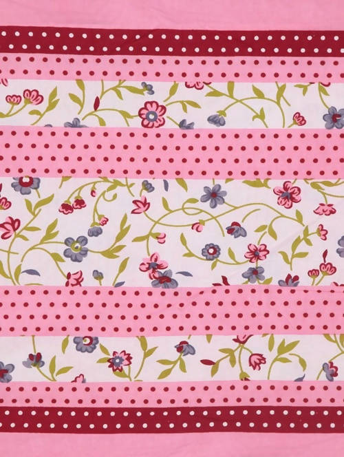 Vamika Printed Cotton Pink Bedsheet With Multicolor Pillow Covers (LEOC_BINDI_P) | Grocsy
