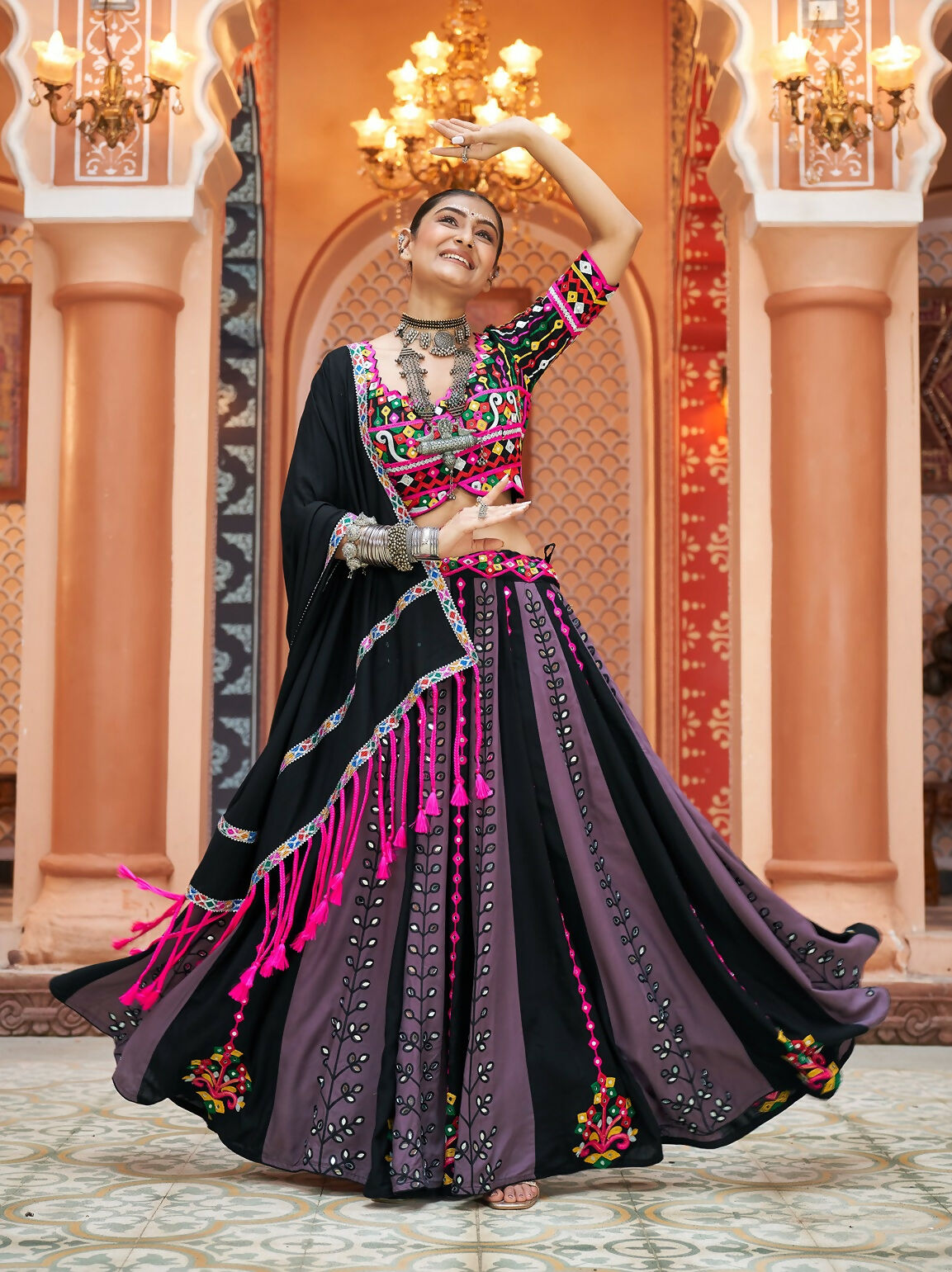 AI Fashion Multi Color Viscose Rayon Designer Navratri Lehenga Choli Collection | Grocsy