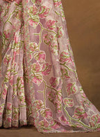 Mauve Burning Tissue Designer Saree with Unstitched Blouse - Norita Mahitha | Grocsy