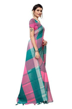 Vamika Rama Cotton Silk Weaving Saree (Gamma Checks Rama) | Grocsy