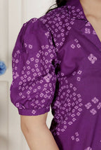 Miravan Womens Purple Bandhani Printed A-Line Maxi Dress | Grocsy