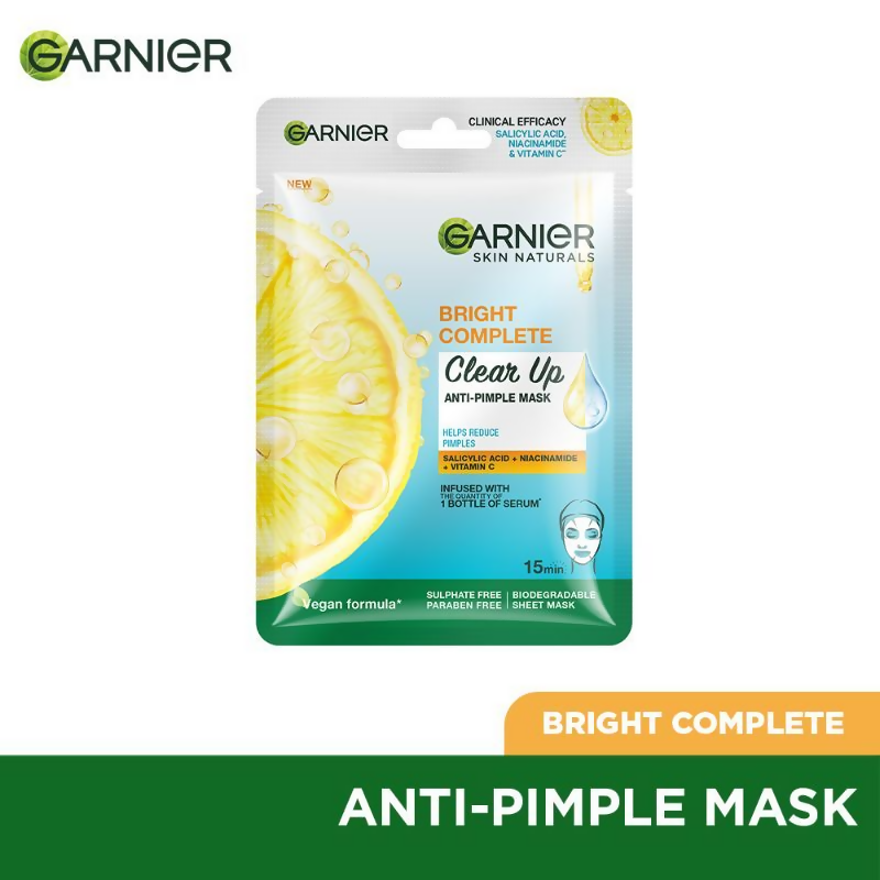 Garnier Bright Complete Anti Pimple Sheet Mask | Grocsy