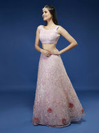 House of Panchhi Coral Net Sequinse Work Lehenga & Blouse, Dupatta | Grocsy