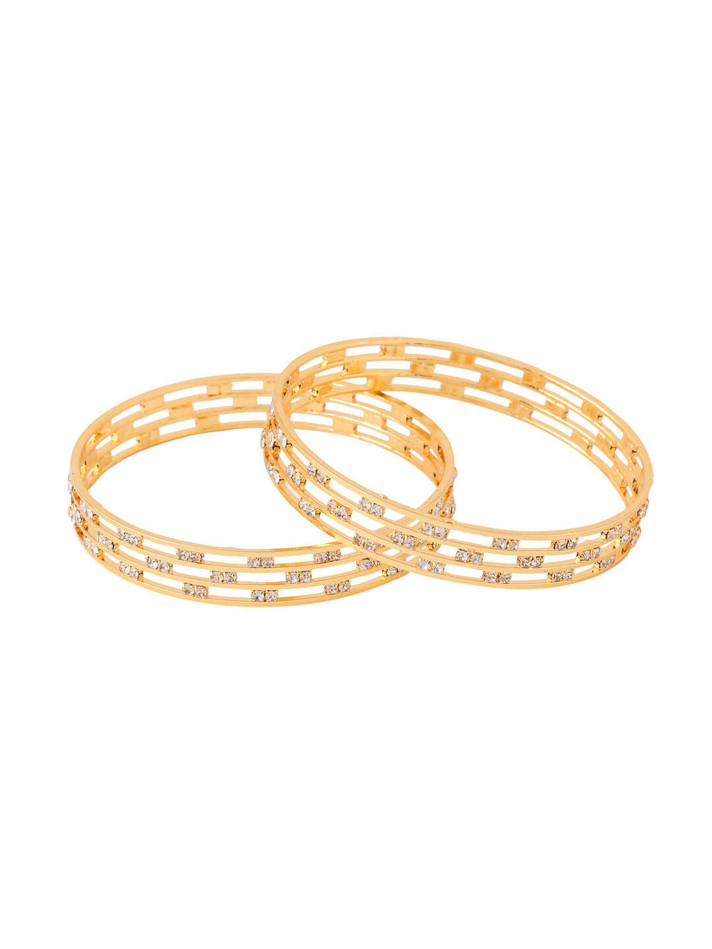 NVR Women Set of 2 Gold-Polished Traditional Bangles | Grocsy
