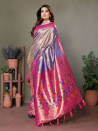 Aastha Fashion Purple Tissue Silk Paithani Woven Saree | Grocsy