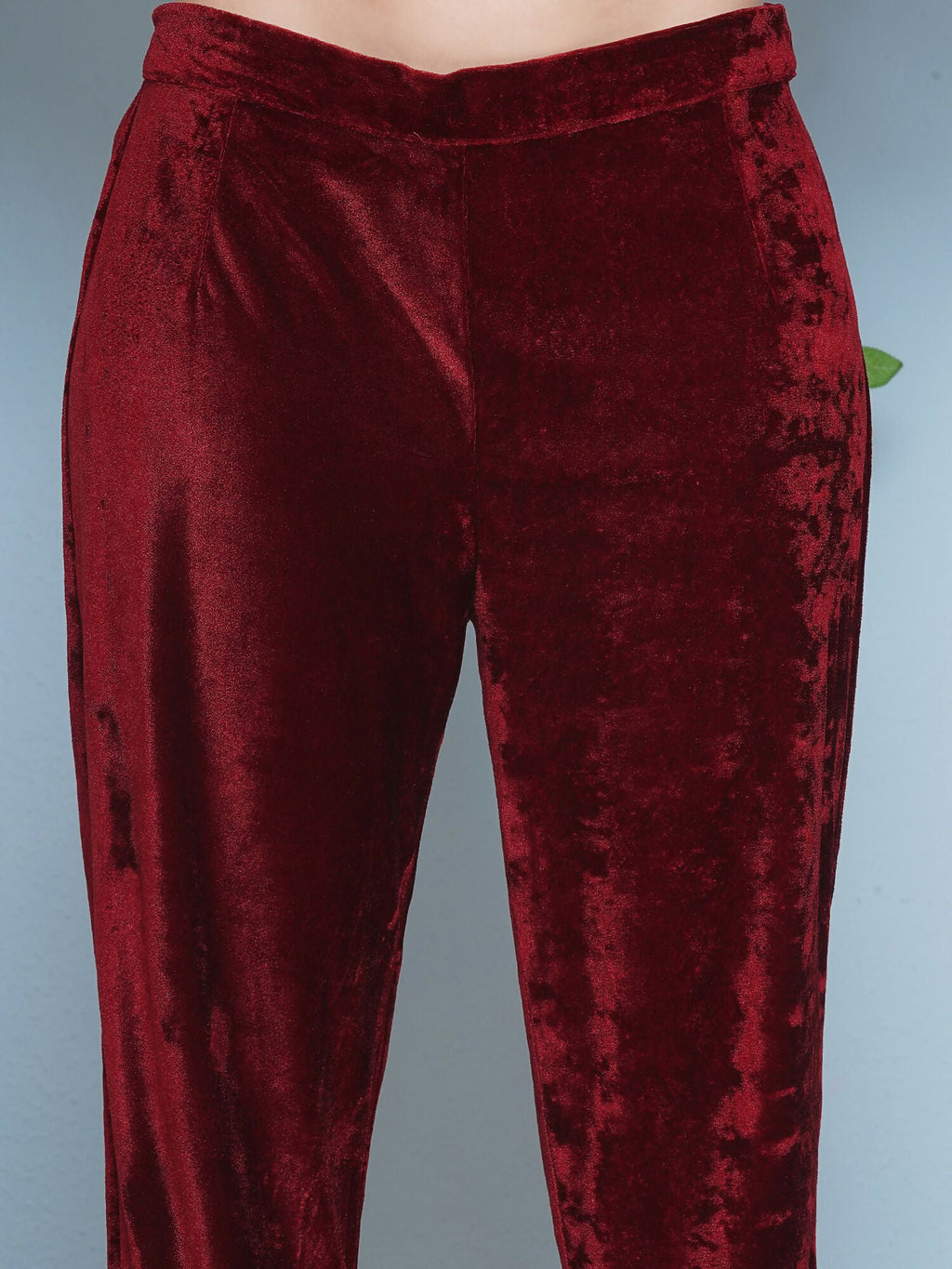 Joban Fashion Maroon Velvet Hand Embellished Kaftaan Set | Grocsy