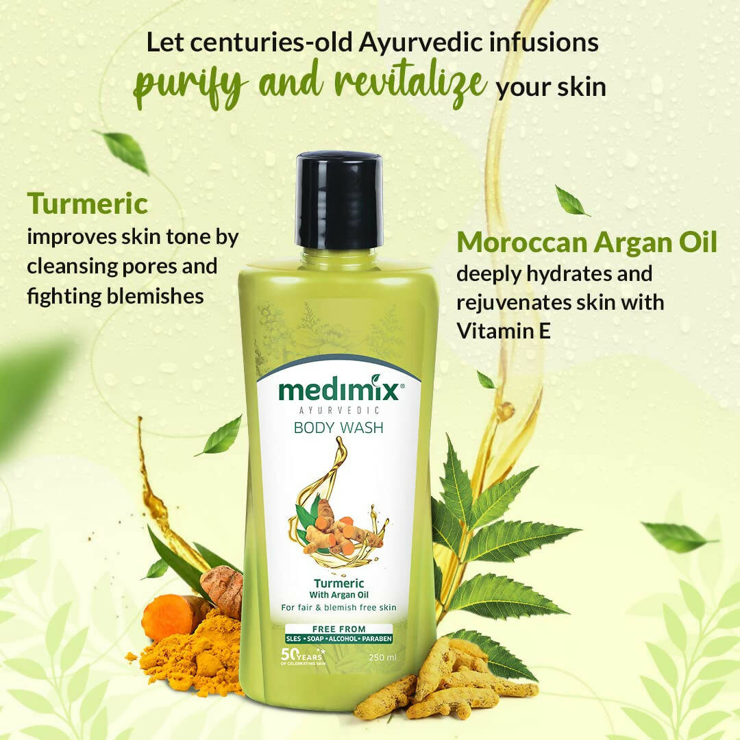 Medimix Ayurvedic Body Wash, Turmeric & Argan Oil, For Radiant, Blemish-Free & Nourished skin | Grocsy