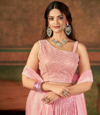 Wedding Designer Pink Nylon Georgette Readymade Lehenga Choli - Anbazaar | Grocsy