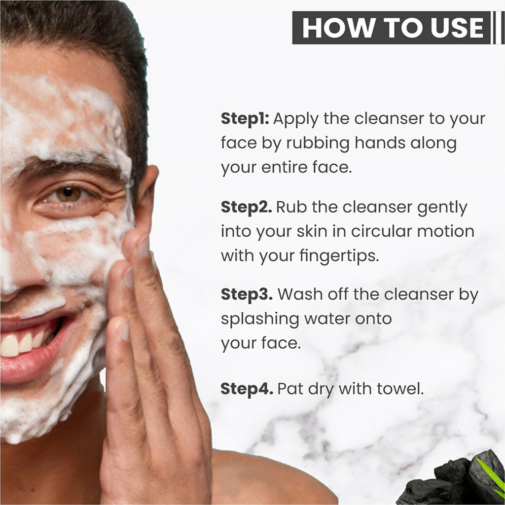 Globus Naturals Anti Pollution & Anti Acne Charcoal Face Wash For Men | Grocsy