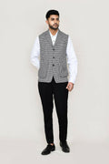 Joban Fashion White And Black Colored Cotton Satin With Checks Print Work Men's Jacket | Grocsy