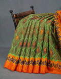 Parrot Green Printed Cotton Brasso Saree By Gayathri Reddy Designer Studio | Grocsy