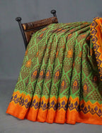 Parrot Green Printed Cotton Brasso Saree By Gayathri Reddy Designer Studio | Grocsy