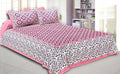 Vamika Printed Cotton Pink & Black Bedsheet With Pillow Covers (LEOD_CHKR_P) | Grocsy