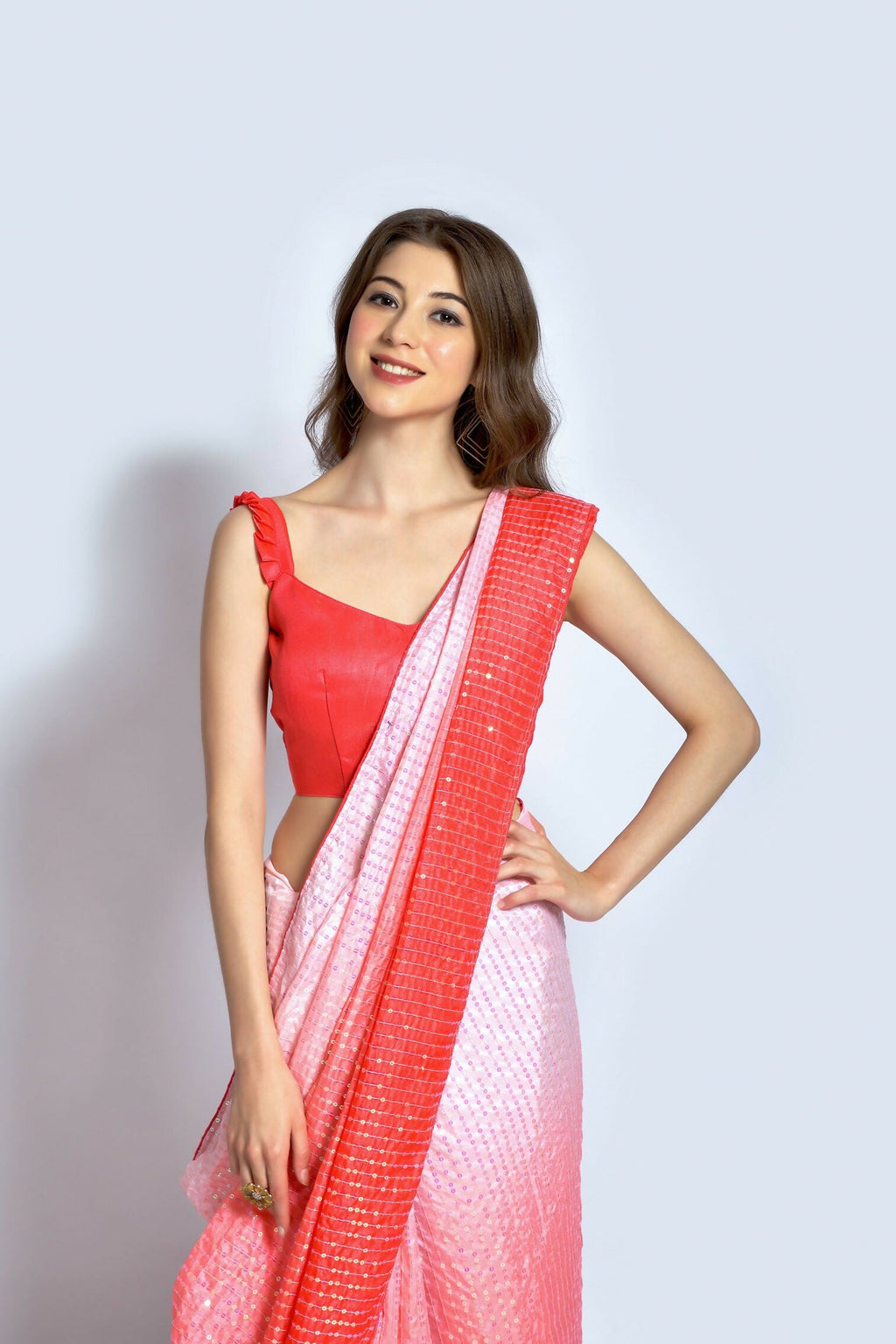 Vegaa Fashion Peach Ichitra Silk Embroidered Party Wear Saree | Grocsy