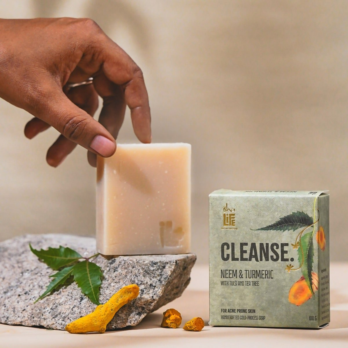 Isha Life Cleanse. Neem And Turmeric With Tulsi And Tea Tree Handcrafted Soap | Grocsy