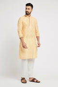 Ethnic India Yellow Men's Kurta Ethnic Motifs Polyester | Grocsy