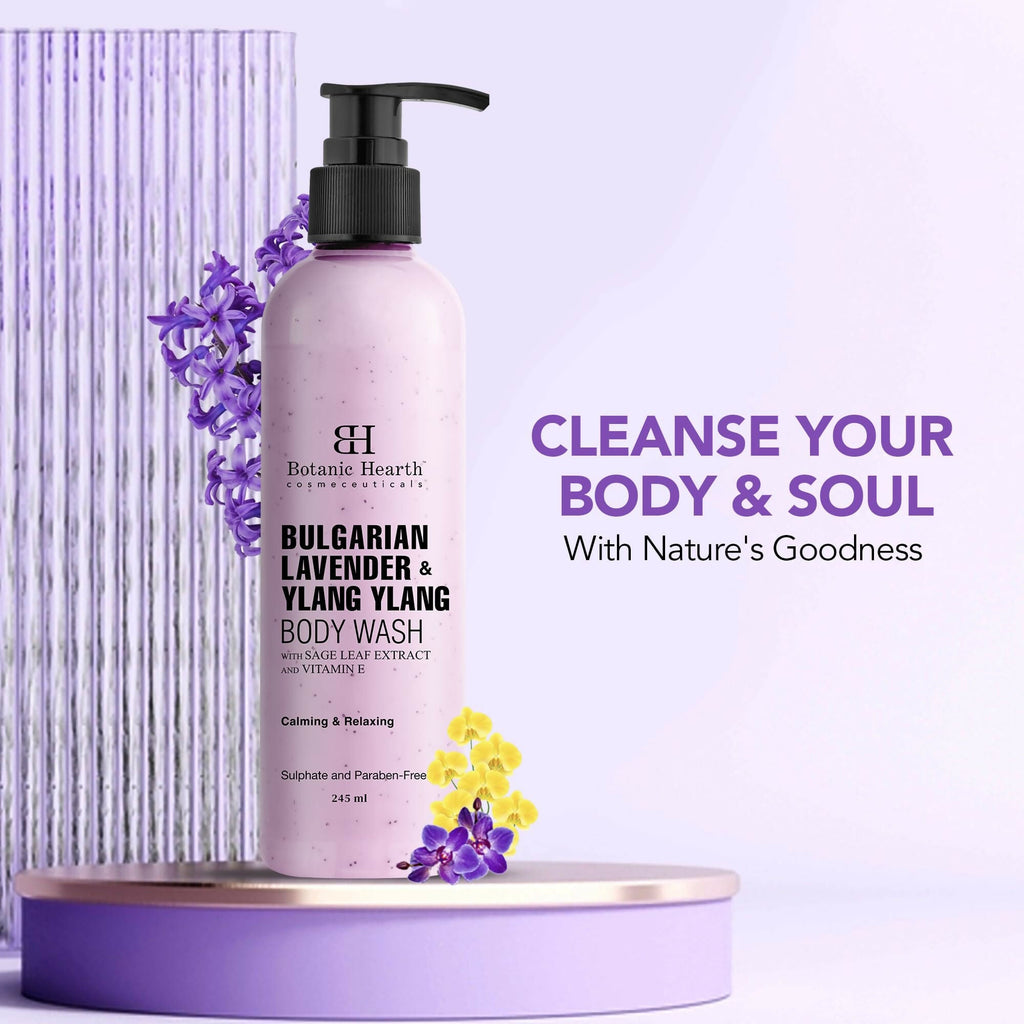 Botanic Hearth Bulgarian Lavender & Ylang Ylang Body Wash with Vitamin E, Sage Leaf Extracts | Grocsy