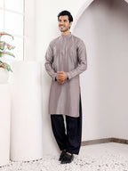 Grey Viscose Designer Chikankari Embroidery Work Men's Kurta - Mahotsav | Grocsy
