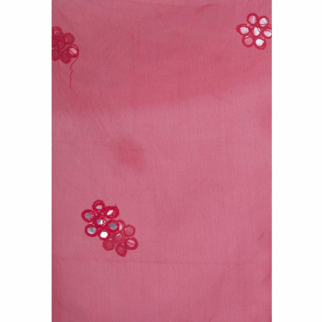 A R Silk Women's Mirror Work Orgenza Cotton Red Dupattas and Chunnis | Grocsy