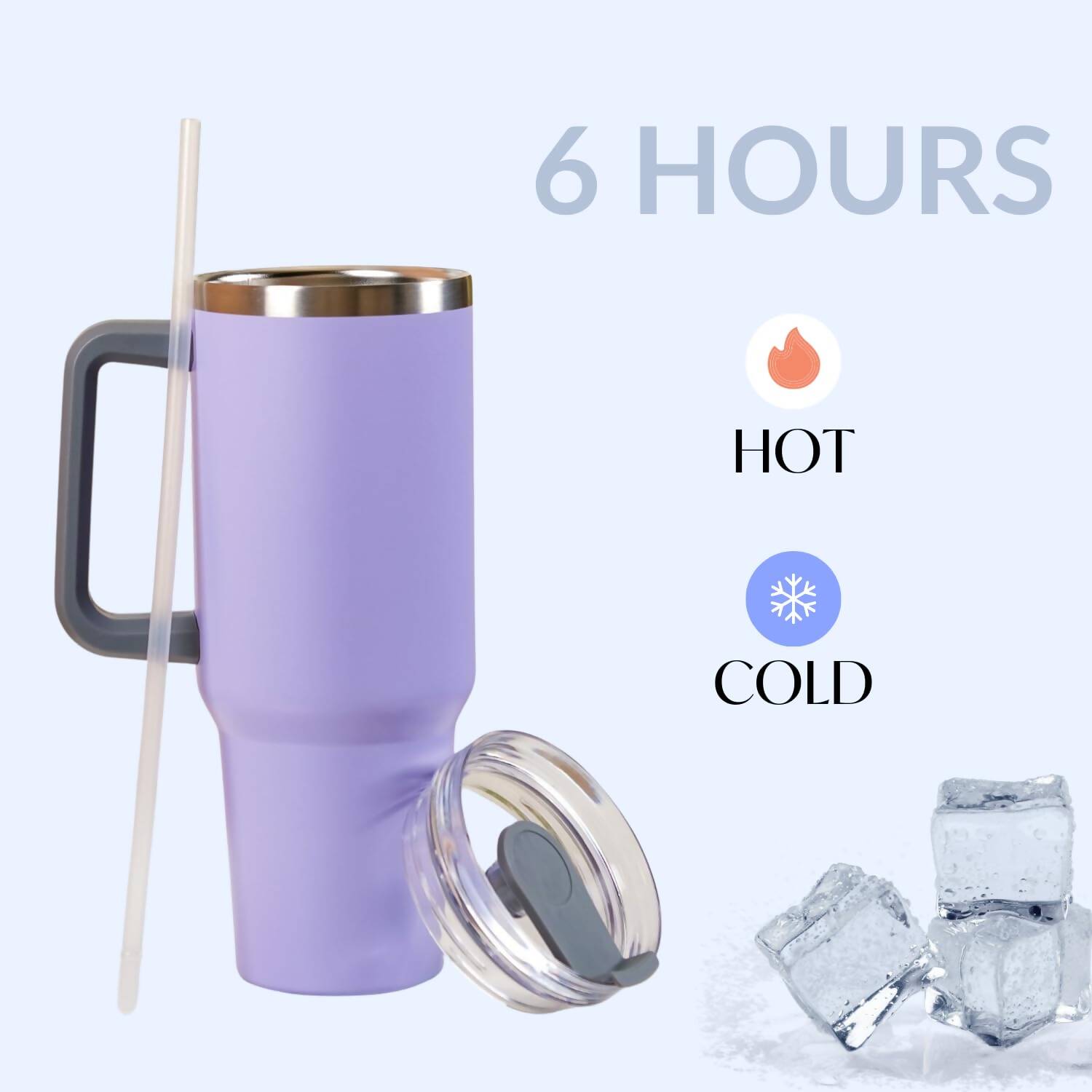 Nestasia Tumbler with Handle Straw & Lid - 1.2L (Purple) | Grocsy