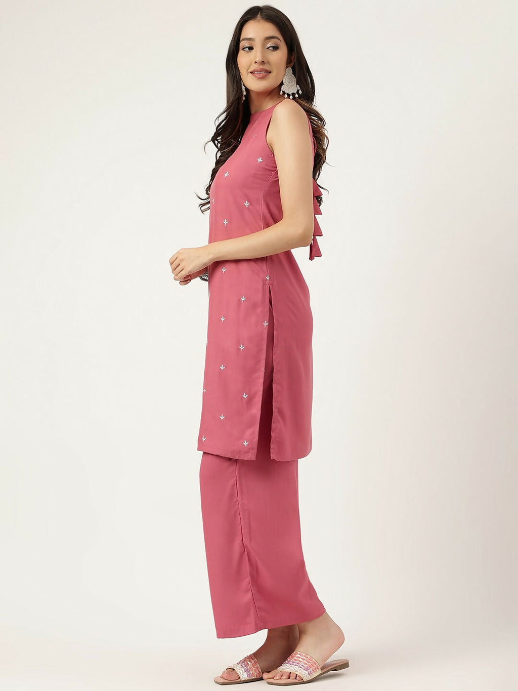 Joban Fashion Rust Rayon and Embroidered Work Straight Kurta Bottom Set | Grocsy