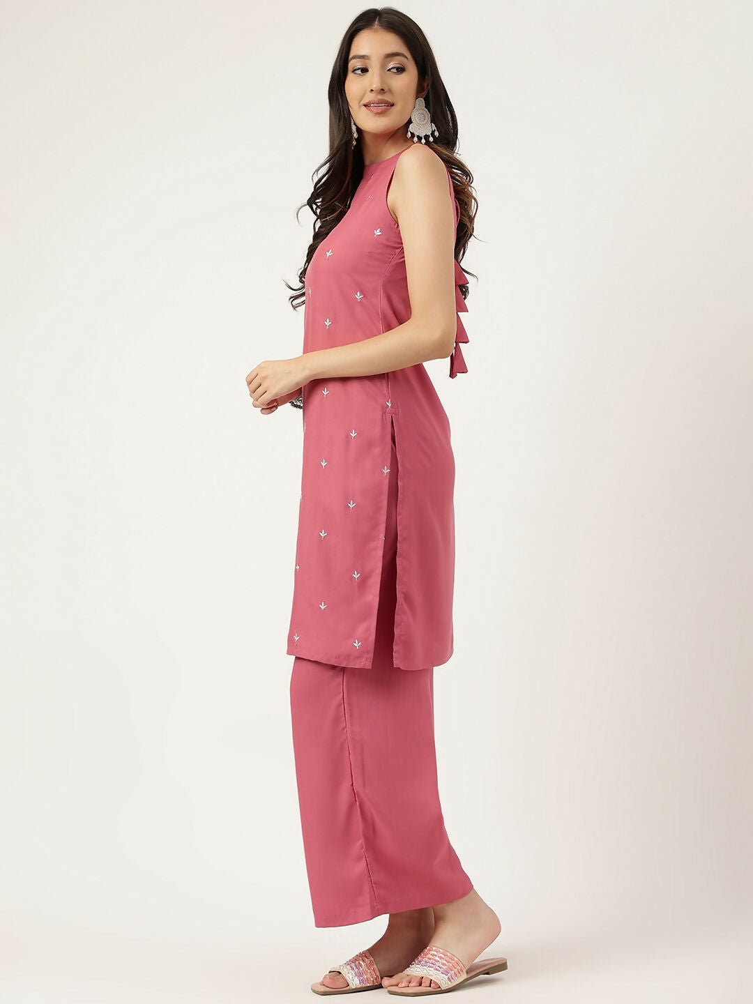Joban Fashion Rust Rayon and Embroidered Work Straight Kurta Bottom Set | Grocsy