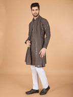 Vastranavya Brown Exclusive Festival Wear Viscose Silk Thread & Sequence Embroidered Work Kurta with Dupatta | Grocsy