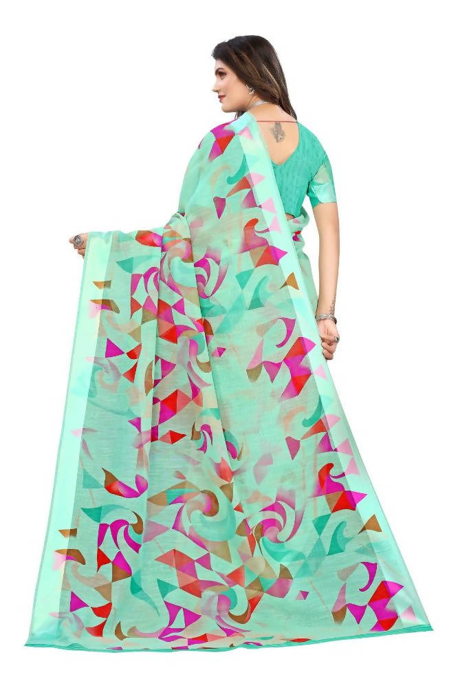 Vamika Green Linen Satin Border Saree | Grocsy