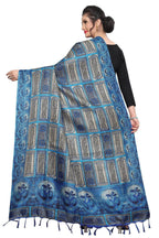 Vamika Blue Printed OM Designed Khadi Bhagalpuri Dupatta | Grocsy