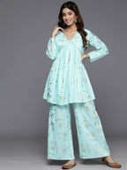 Ahalyaa Women's Traditional Wear Co-ods - Blue | Grocsy