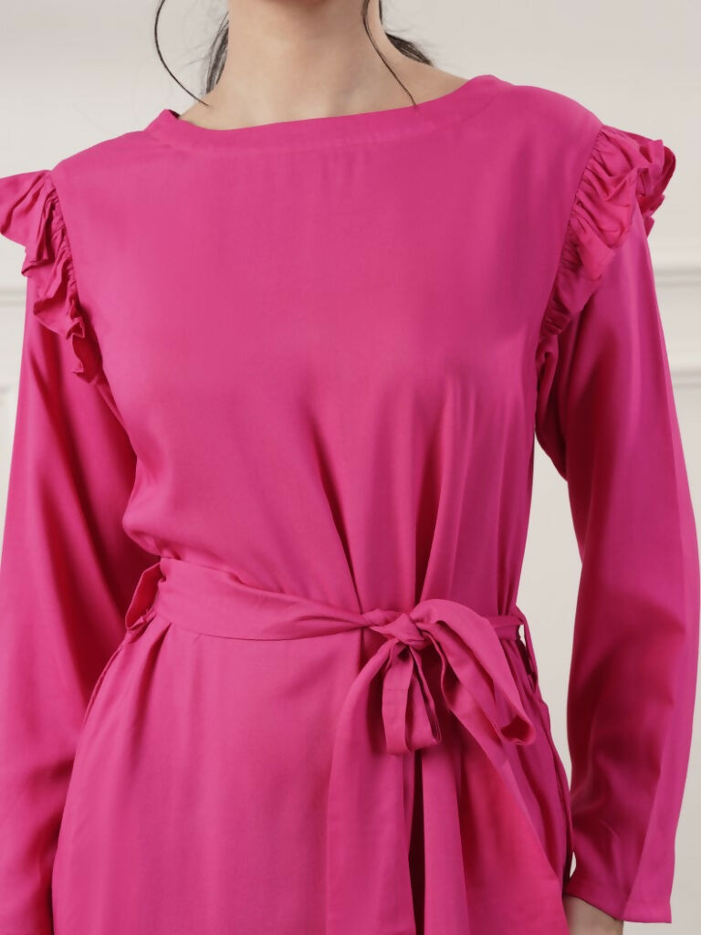 Joban Fashion Women's Rayon Pink Midi Dress | Grocsy