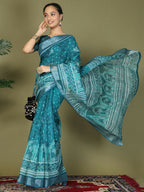 Shree Shyam Fashion Cotton Sea Green Saree | Grocsy