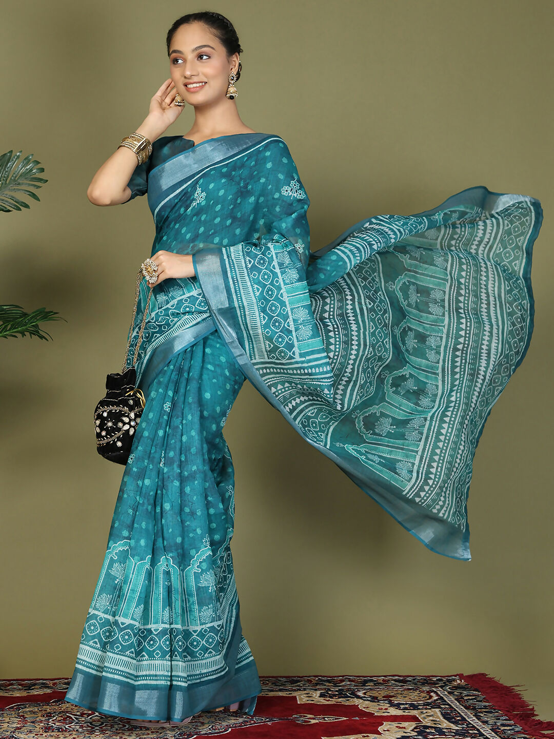 Shree Shyam Fashion Cotton Sea Green Saree | Grocsy