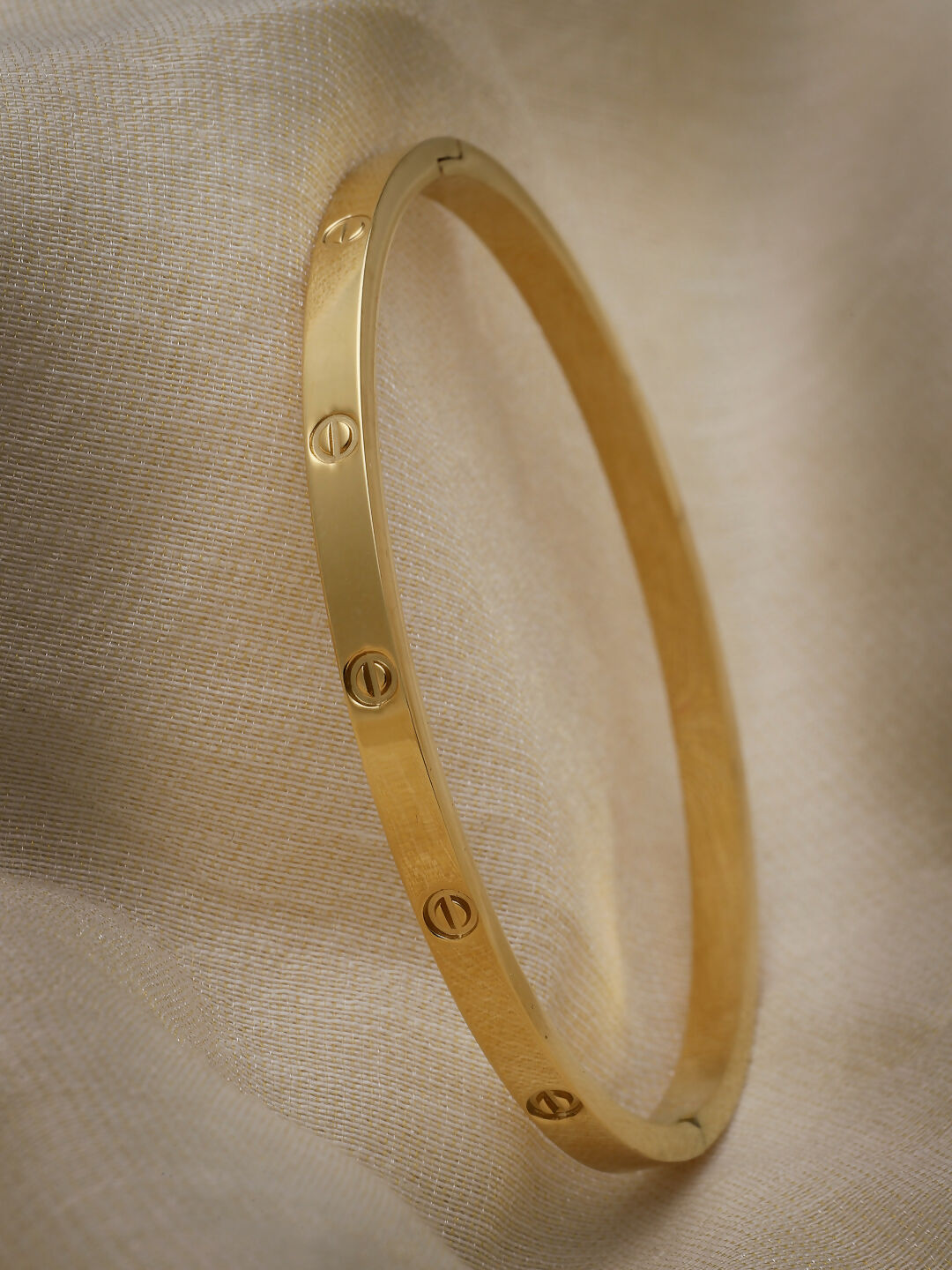 NVR Women & Men Gold-Polished Kada Bracelet