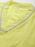 Ahalyaa Women's Traditional wear Kurta Set - Yellow | Grocsy