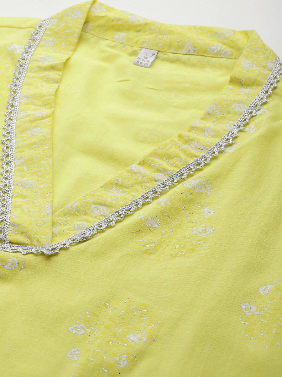 Ahalyaa Women's Traditional wear Kurta Set - Yellow | Grocsy