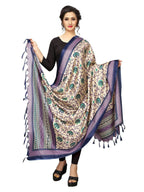 Vamika Beautiful Navy Blue Printed Khadi Bhagalpuri Dupatta | Grocsy