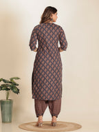 Aramya Straight Soft Cotton Floral Print Women's Kurta Set - Grey | Grocsy