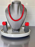 Inhanns Noor-E-Jalwa – Handmade Crystal Bead Necklace / Necklace With Earrings -Adjustable - Maroon | Grocsy