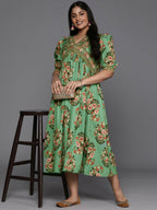 Ahalyaa Women's Traditional wear Ethnic Dress - Green | Grocsy