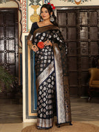 Shree Shyam Fashion Navy Blue Silk Saree | Grocsy