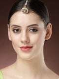 NVR Women's Gold-Polished CZ Stone-Studded Borla Maang Tikka | Grocsy