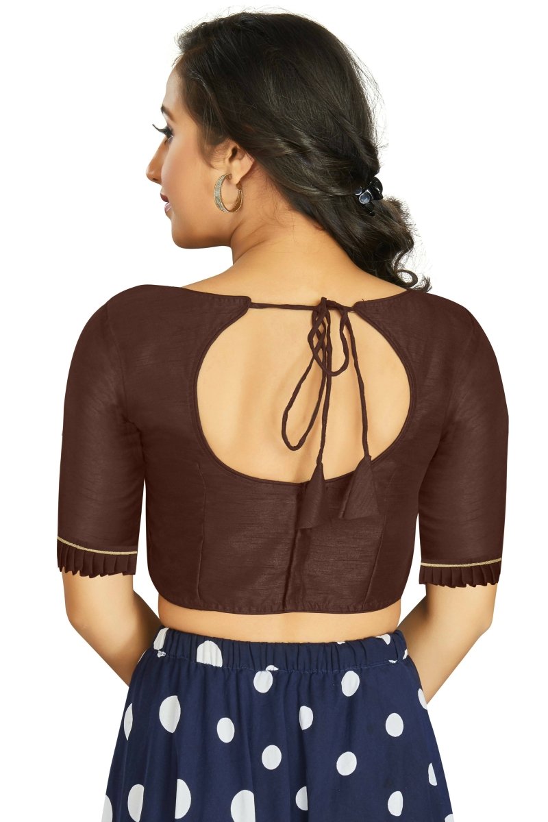 Aastha Fashion Women's Coffee Art Silk Designer Party Wear Readymade Blouse | Grocsy
