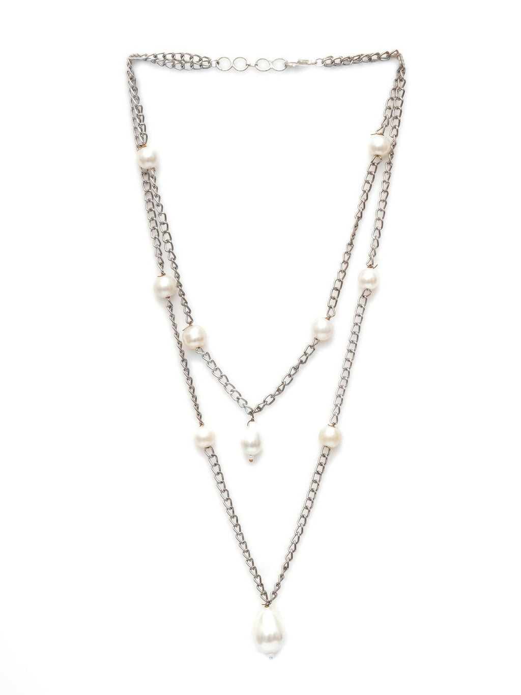 Layered Pearl and Silver Neckpiece (silver) - Ruby Raang | Grocsy
