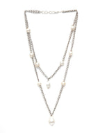 Layered Pearl and Silver Neckpiece (silver) - Ruby Raang | Grocsy