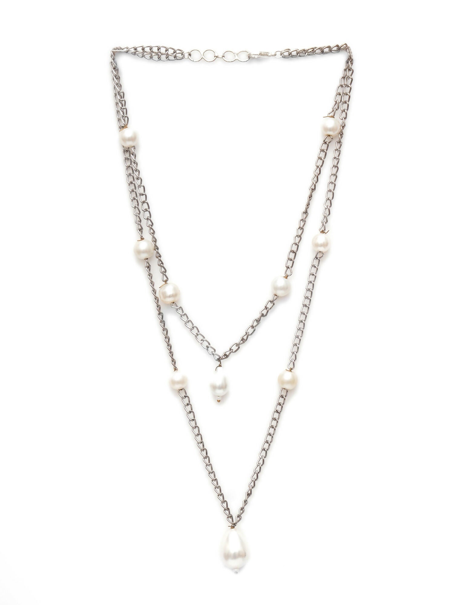 Layered Pearl and Silver Neckpiece (silver) - Ruby Raang | Grocsy