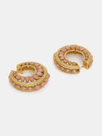 Ruby Raang Gold Polished Peach Round Kundan Loops | Grocsy